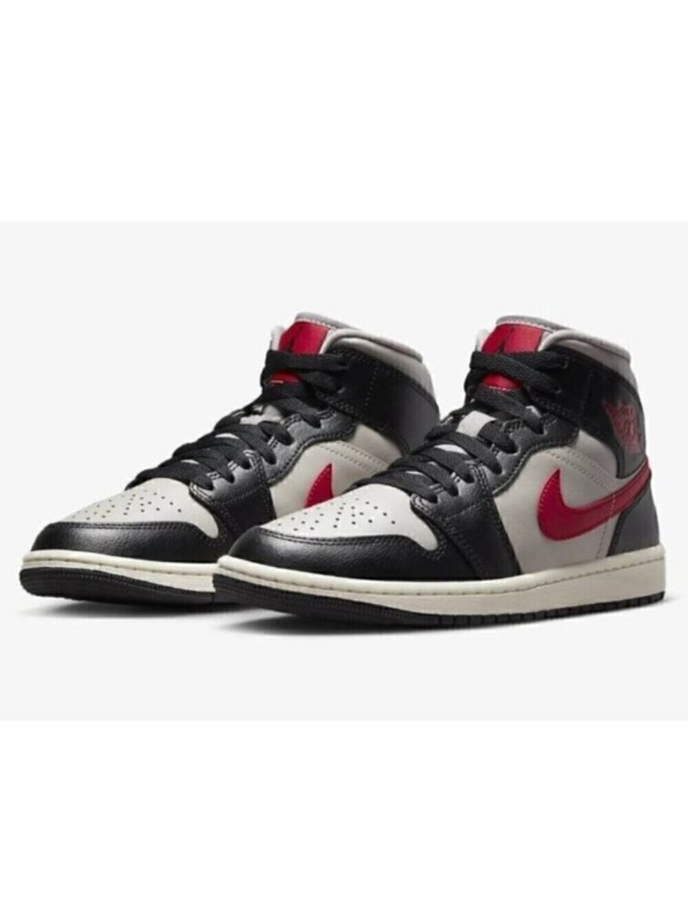 Air Jordan 1 Mid Black / Grey / Red Sneakers - 5.5US, BNIB